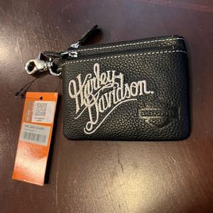 Harley-Davidson leather wallet with double zipper and heavy duty chain clip NWT